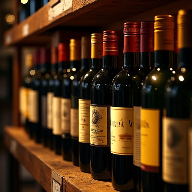 Sélection de vins rares dans la cave du restaurant La Lave Gourmande